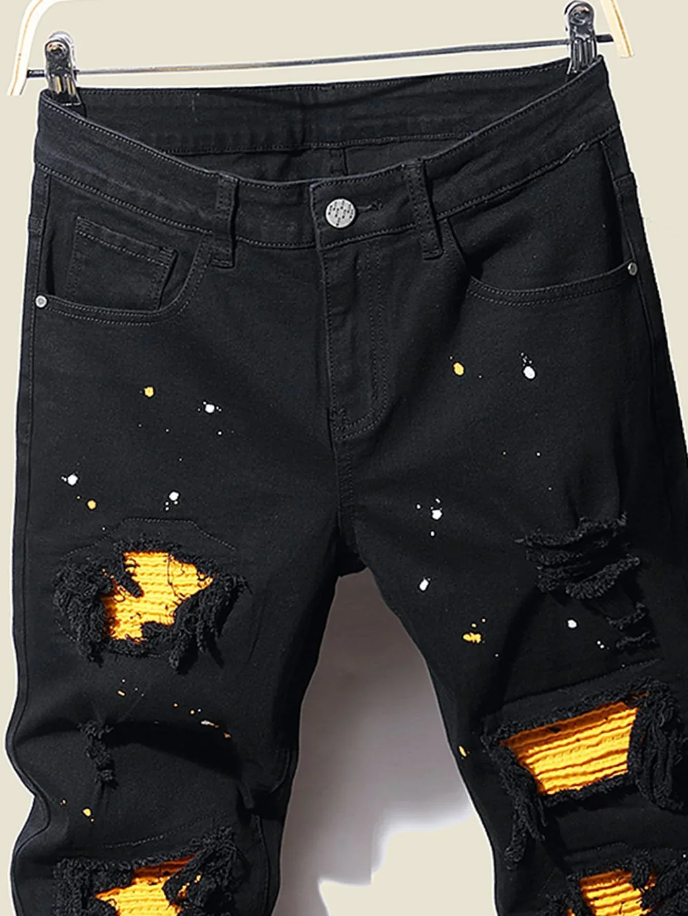 Mens Jeans Fashion Street Style Ripped Skinny Jeans Men Vintage wash Solid Denim Trouser Mens Casual Slim fit pencil denim Pants 231208