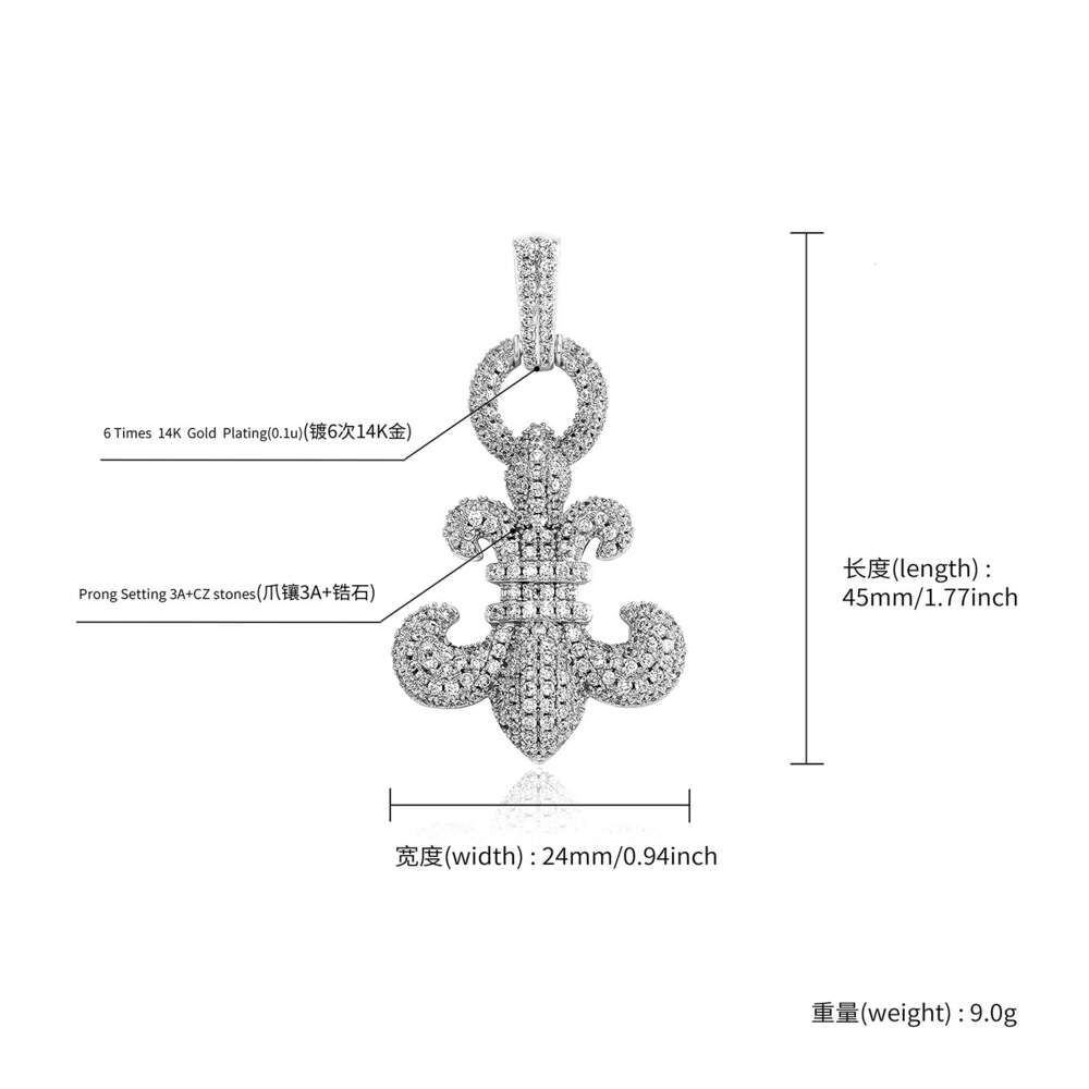 Top Quality Hip Hop Abstract Crown Cz Zircon Pendant Necklace Unisex Collar Sweater Chain Iced Out Crystal Party Bijoux Wolf Tide Necklaces Gifts For 