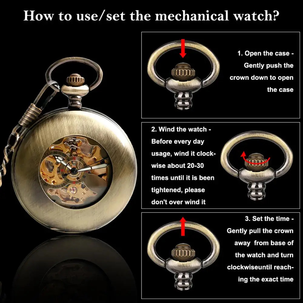 Pocket Watches Self Wind Pocket Watch Copper Fashion Bronze Pendant Smooth Retro Skeleton Unisex Automatic Mechanical Stylish Thanksgiving Gift 231207