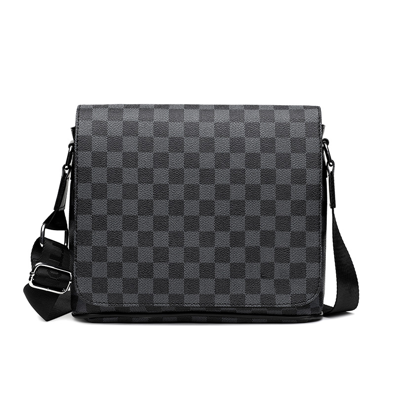 Men's bag flip shoulder bag fashion men's messenger bag pu Leather Crossbody Bags District Shoulder Purse briefcase black grid backpack bag