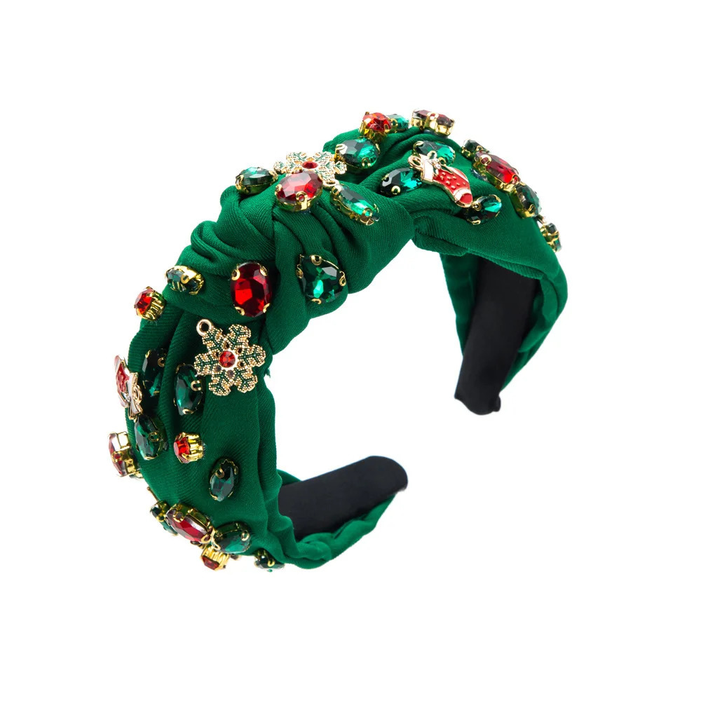 Headbands Europe and America Knot Christmas Tree Snowflake Headband High Quality DiamondEmbedded Holiday Hair Accessories 231207