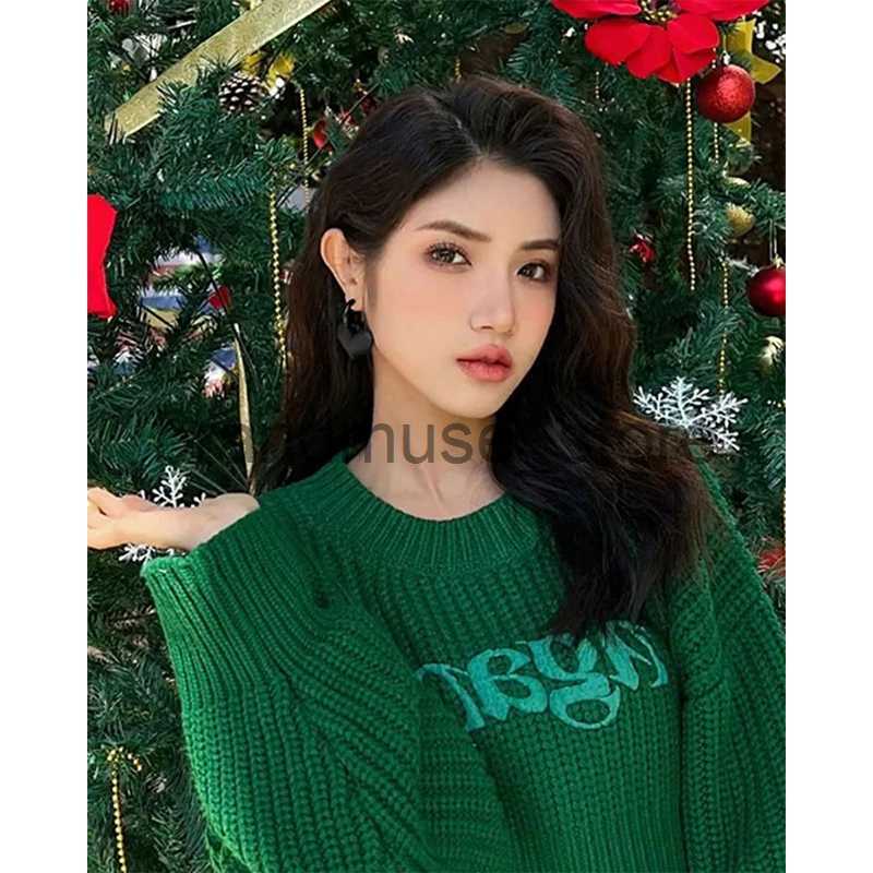 Women's Knits Tees MEXZT Y2K Cropped Sweater Women Streetwear Letter Embroidery Knitted Pullovers Harajuku Christmas Short Jumpers Korean Knitwea