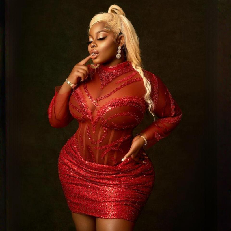 Illusion High Neck Cocktail Dresses Vestidos De Gala Long Sleeves Squined Short Prom Dress Mermaid Beaded Graducation Gowns Mini Short Birthday Party 