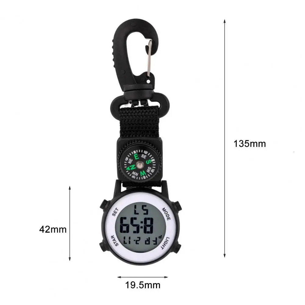 Pocket Watches Pocket Watch Multifunctional Quartz Movement Life Waterproof Accurate Compass Sports Hiking Carabiner Pocket Watch Vintage Clock 231207