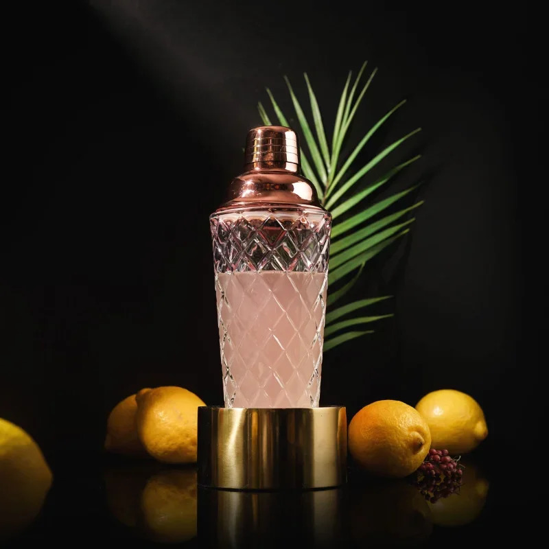 Bar Tools Glass Cocktail Shaker Kit 13 Ounce Martini Mocktail Making Set with Leakproof Metallic Steel Lid for Home Use Bar Cart 231207