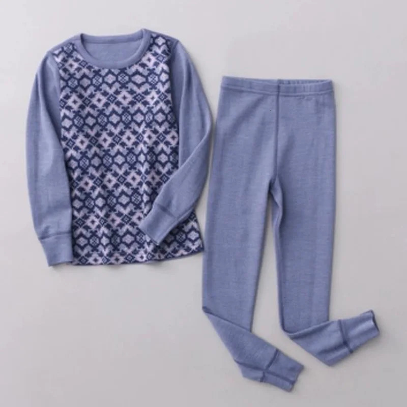 Family Matching Outfits Merino wool kids base layer thermal underwear set sports long johns baby girl clothes boys top and pants kinsei 231207