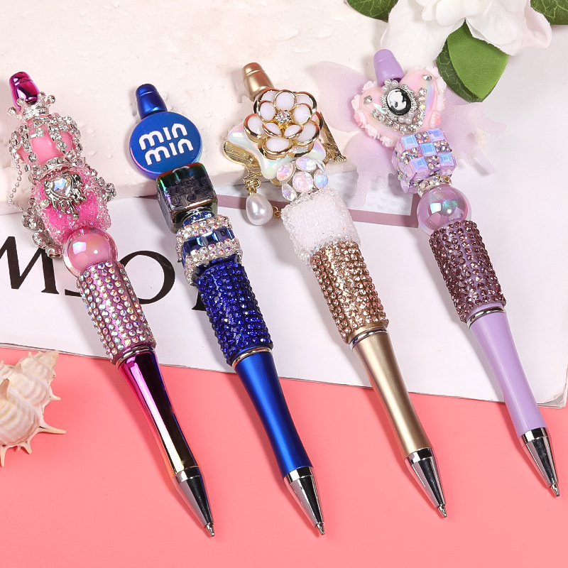 Diamond Add Bead DIY Pen Ballpoint Pens Beads Pens Customizable Lamp Work Craft Writing Tool