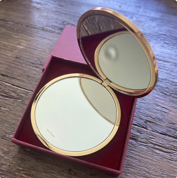 Brand Sliver Floral Makeup Mirror Compact Stainless Steel Metal Pocket Vanity Mirror 2 Sided Women Portable Folding Mirror Gift