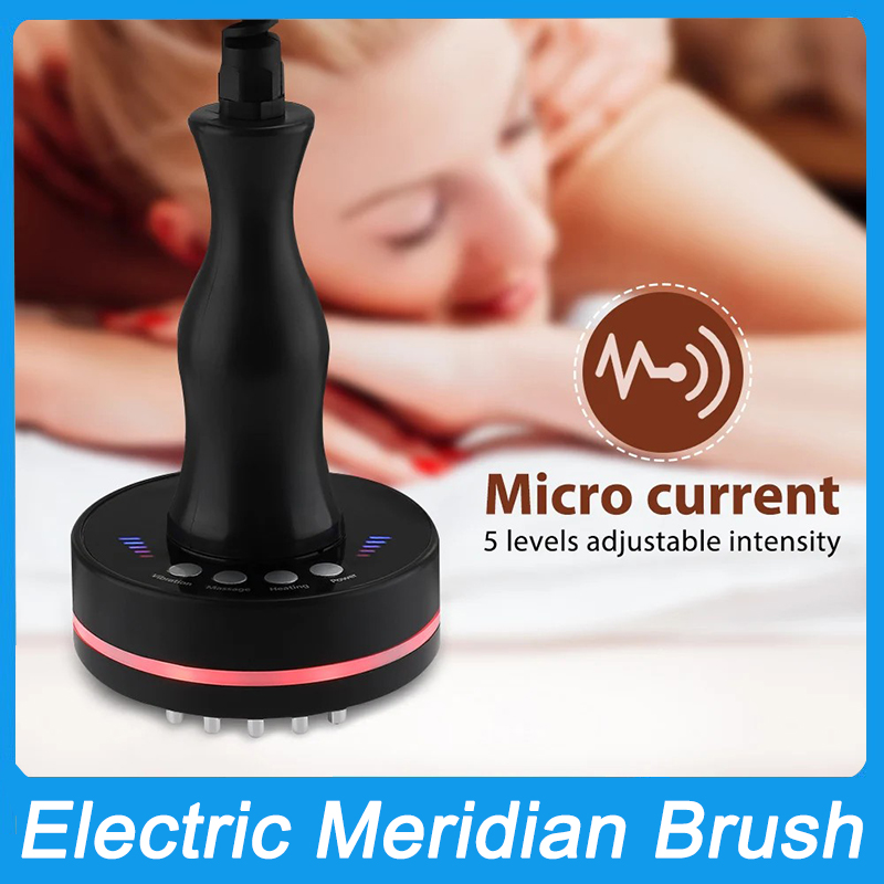 Mini Microcurrent Meridian Brush EMS Body Massager Cellulite Lymphatic Infrared Heating Vibration Body Health Scraping Guasha Device