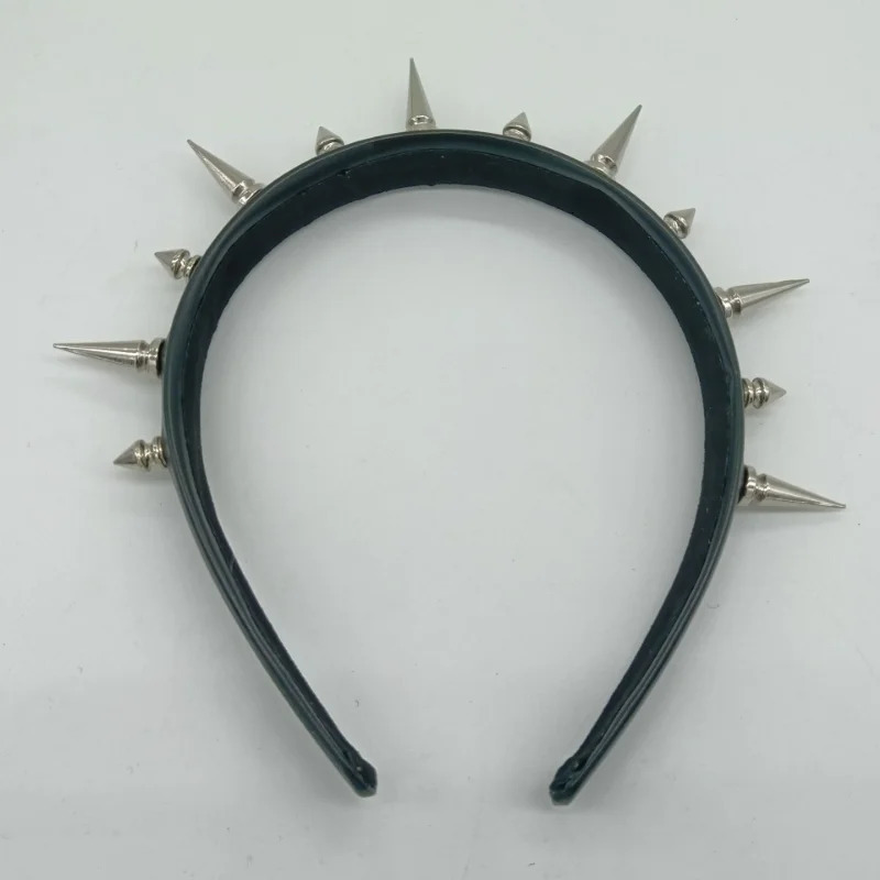 Headbands Fashion Spike Headband Rivets Hair Bands Punk Goth Cosplay Headdress for Men Women Black Silver Halloween 2023 231207
