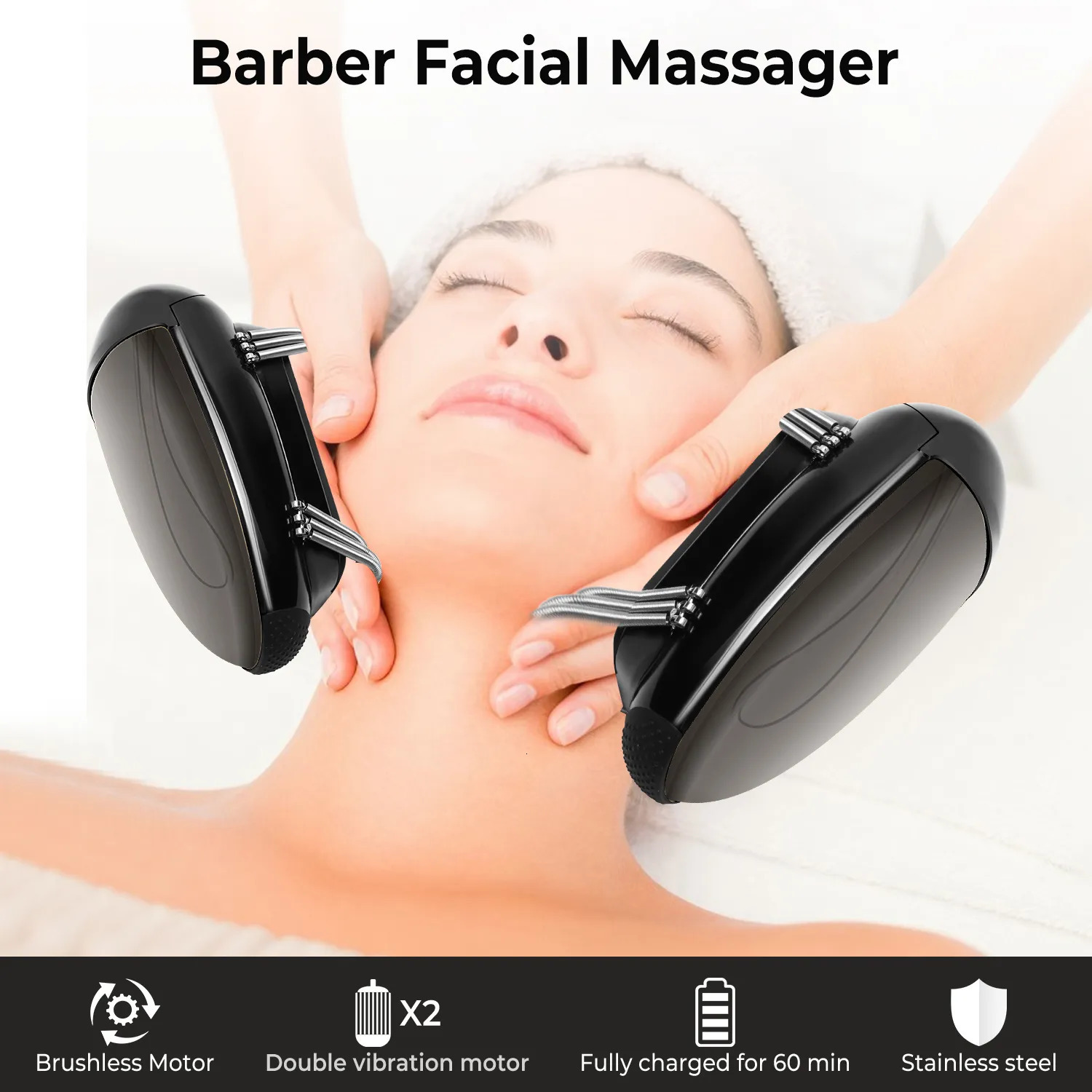 Face Care Devices Professional Vibration Massager Barbershop Cordless Handheld Heat Massager USB Charging Body Neck Back Head Face Massager 231208