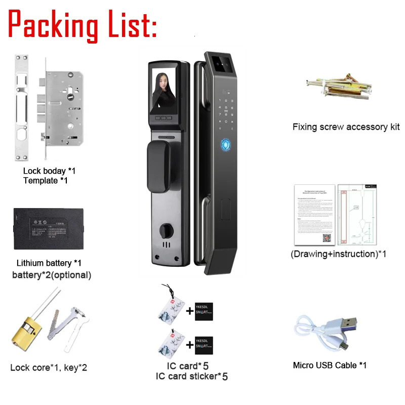 Smart Lock 3D Face Recognition Unlock Digital Door Lock With Camera FIngerprint Password Unlock Keyless Electronic Door Lock 231207