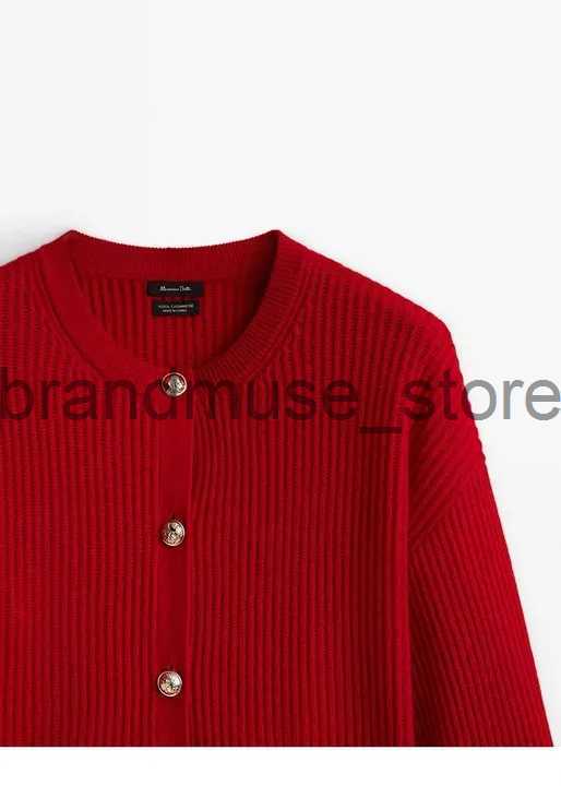 Women's Knits Tees Elegant Women Christmas Red Knit Casual Pullover O-neck Long Sleeve Single Breasted Sweater Autumn Chic Lady Evening Knitwears
