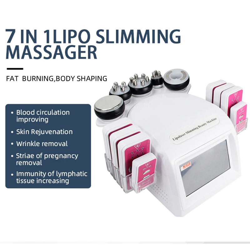 6 in 1 multifunctional bipolar rf multipolar vacuum suction cavitation lipo laser slimming beauty machine 40k ultrasonic skin tightening face lifting 