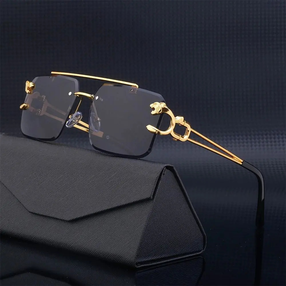 Sunglasses Frames UV400 Retro Rimless For Men Steampunk Outdoor Cycling Women Double Bridges Glasses Vintage Shades Gafas 231208