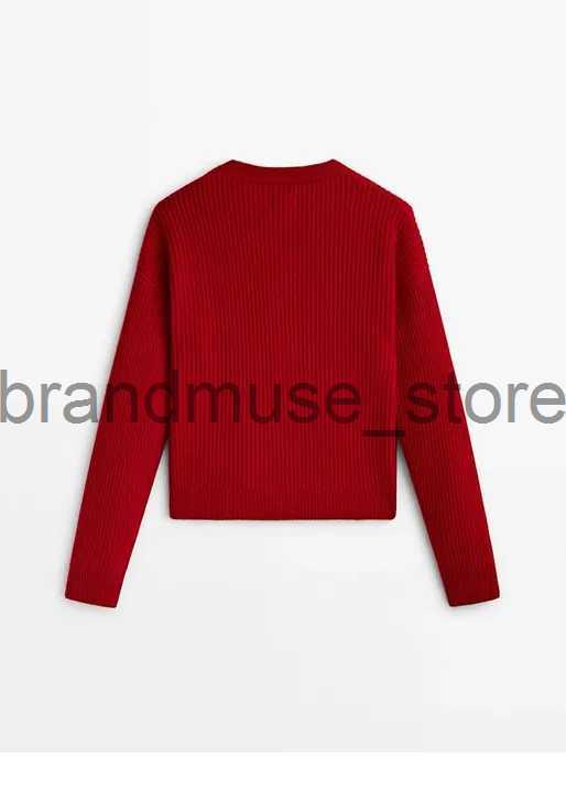 Women's Knits Tees Elegant Women Christmas Red Knit Casual Pullover O-neck Long Sleeve Single Breasted Sweater Autumn Chic Lady Evening Knitwears