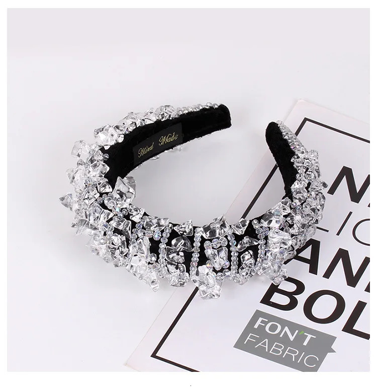 Headbands Fashion Gorgeous Hair Hoop Irregular Ice Block Transparent Hairband Crystal Sponge Headband Women Prom Catwalk Accessories 231207