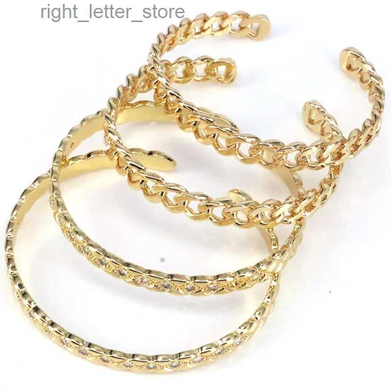 Chain 5Pcs Trendy elegant Women Girls Wedding Party Cuff Bangles Gold Plating Zircon Charm Bangle Women jewelry YQ231208