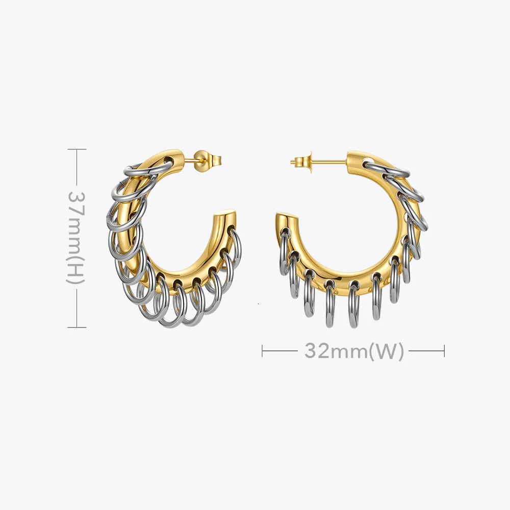 Charm ENFASHION Punk Circle Loop Earring Stainless Steel Hoop Earrings For Women Gold Color Brincos Feminino Fashion Jewelry E211304 231207