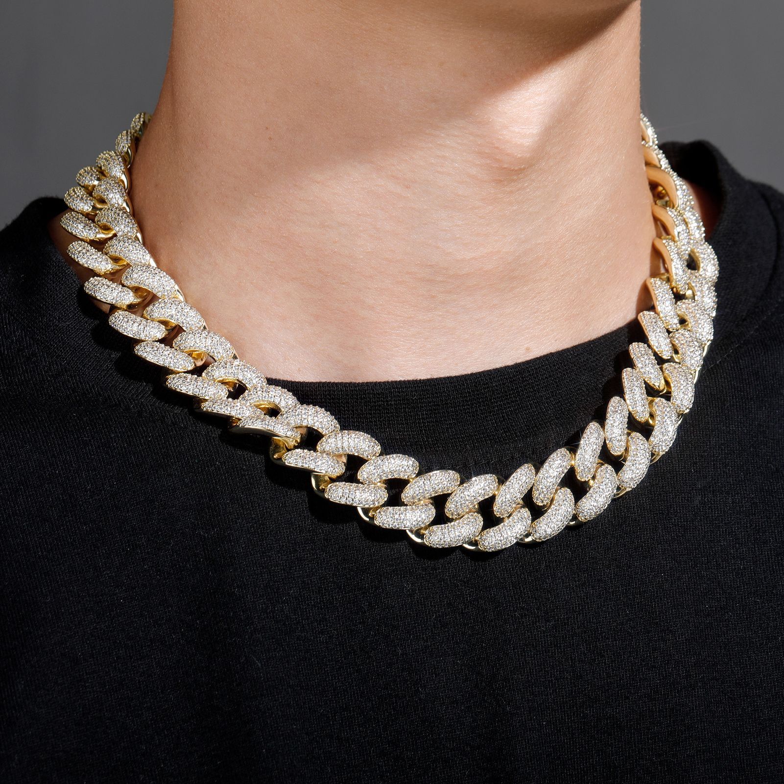 necklace moissanite chain cuban link designer men 25mm wide 3row inlaid pass diamond tester iced out Miami 925 Sterling Silver Fine jewelry