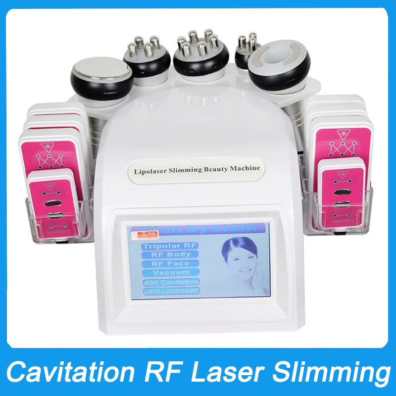 6 in 1 multifunctional bipolar rf multipolar vacuum suction cavitation lipo laser slimming beauty machine 40k ultrasonic skin tightening face lifting 