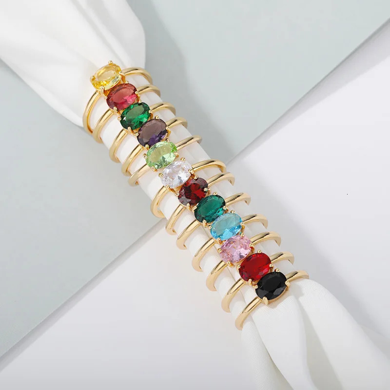 Wedding Rings Boho Oval Birthstone Ring Stainless Steel Couple Birth Stone For Women Jewelry Bride Mother Gift Bague 231208