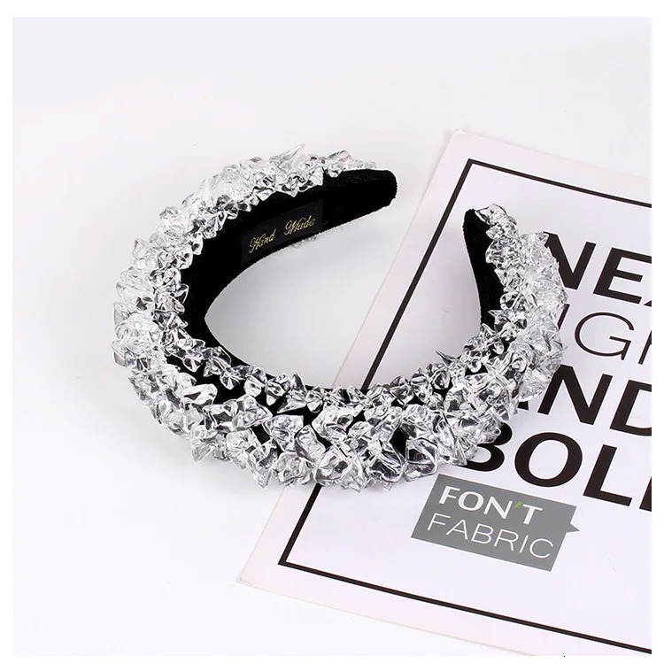Headbands Fashion Gorgeous Hair Hoop Irregular Ice Block Transparent Hairband Crystal Sponge Headband Women Prom Catwalk Accessories 231207