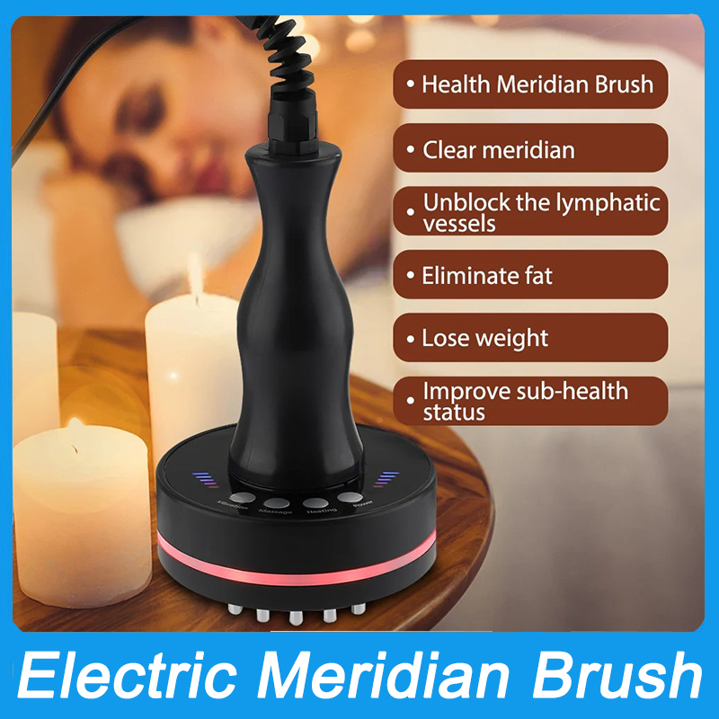 Best Selling Electric Heating Body Slimming Machine Cellulite Remover EMS Massager Led Therapy Meridian Brush Skin Scraping Massager Lymphatic Drainag