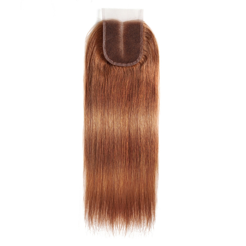 Brazilian 100% Human Hair Silky Straight 4X4 Lace Closure Free Part 12-24inch 99J 27# 33# P4/27 Piano Color