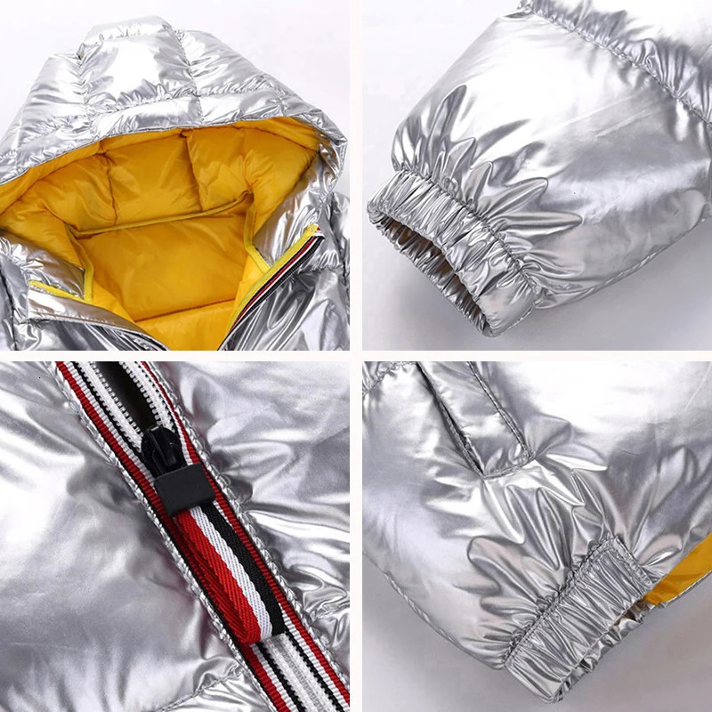 Down Coat Children Winter Duck Down Jacket for Kids Girls Silver Gold Shiny Boys Hooded Coat Baby Clothing Outwear kids Parka Snowsuit 231207