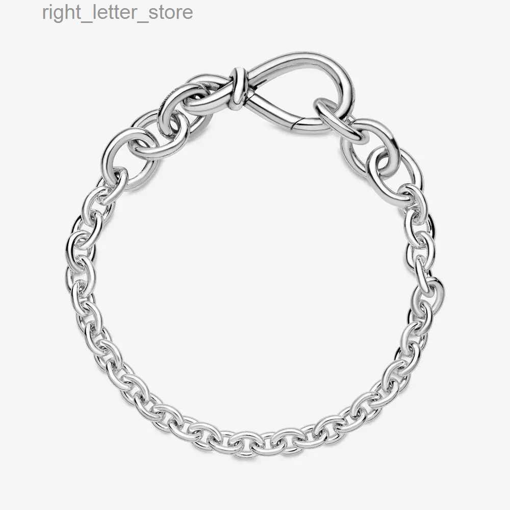 Chain 2020 New 925 Sterling Silver pan Charms Chunky Infinity Knot Chain Bracelet Infinity Knot Bangle For Women DIY Gift YQ231208