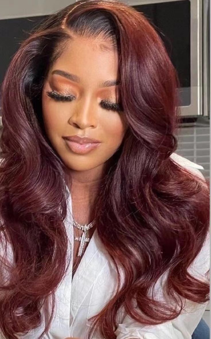 Reddish Brown Body Wave Lace Front Human Hair Wigs HD Transparent Lace Frontal Wigs Human Hair Brazilian Colored Preplucked