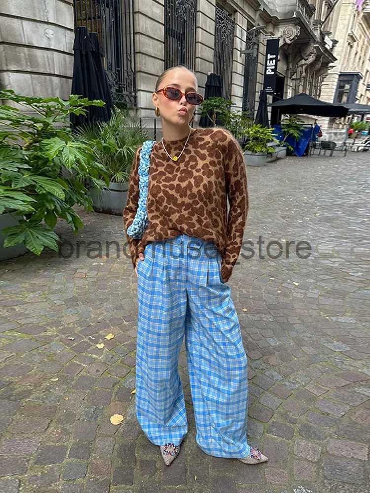 Women's Knits Tees Vintage Patchwork Print Knitwear For Women Fashion Chic O Neck Long Sleeve Jumpers 2023 Autumn Ladies Casual Loose Sweater J23