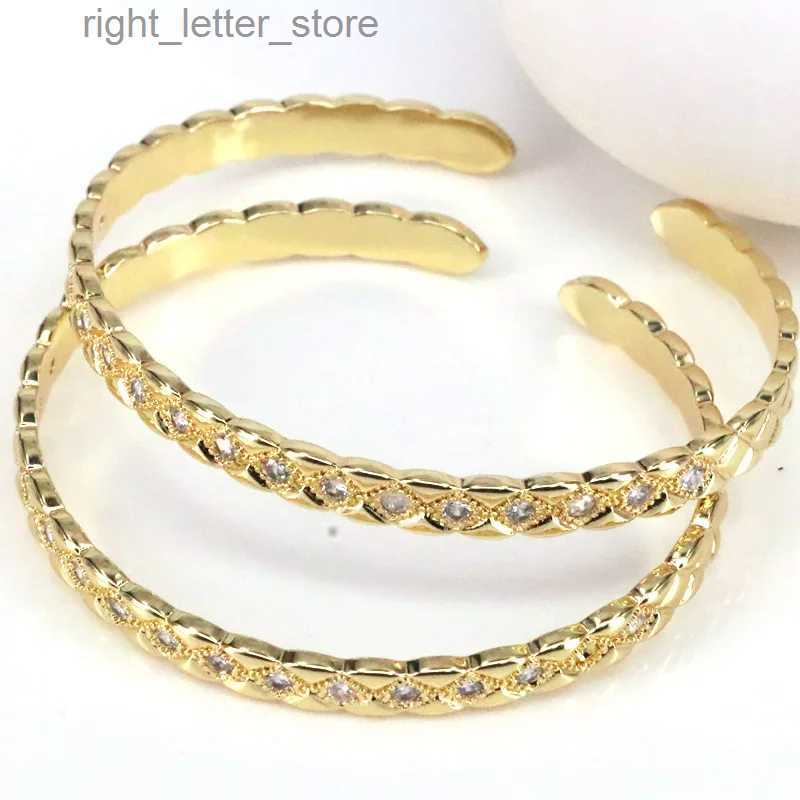 Chain 5Pcs Trendy elegant Women Girls Wedding Party Cuff Bangles Gold Plating Zircon Charm Bangle Women jewelry YQ231208