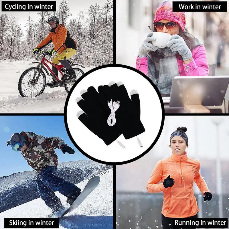 Five Fingers Gloves Touchscreen Mittens Warm Laptop Gloves Winter USB Charging Heated Gloves 5V Heated USB Winter Warm Laptop Mittens Warm Glove 23120