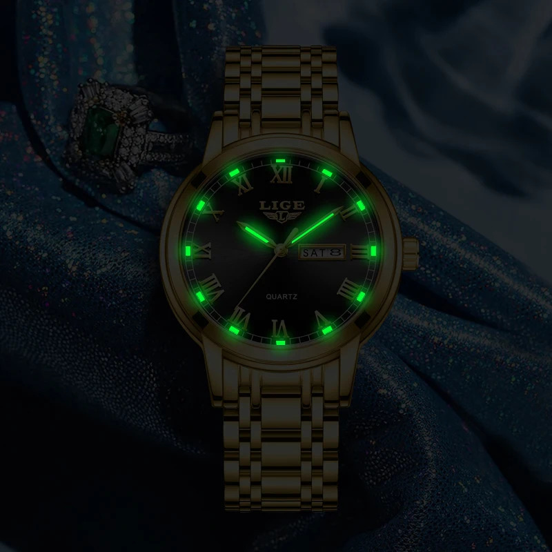 Other Watches LIGE 2023 Gold Watch Women Ladies Creative Steel Women's Bracelet Female Waterproof Clock Feminino 231207