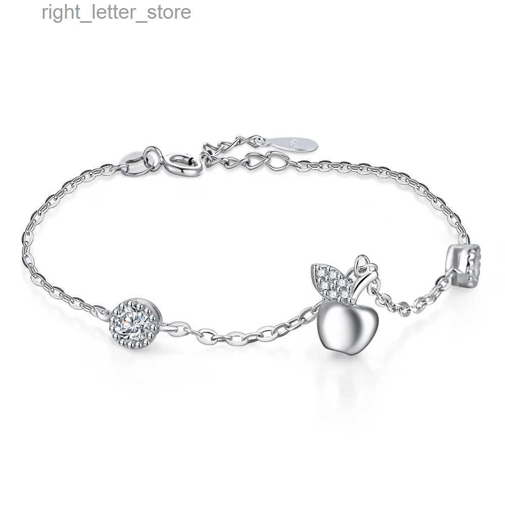 Chain Cute ladies 925 sterling silver bracelet zircon pendant bracelet girl charm jewelry chic silver bracelet birthday present bijoux YQ231208