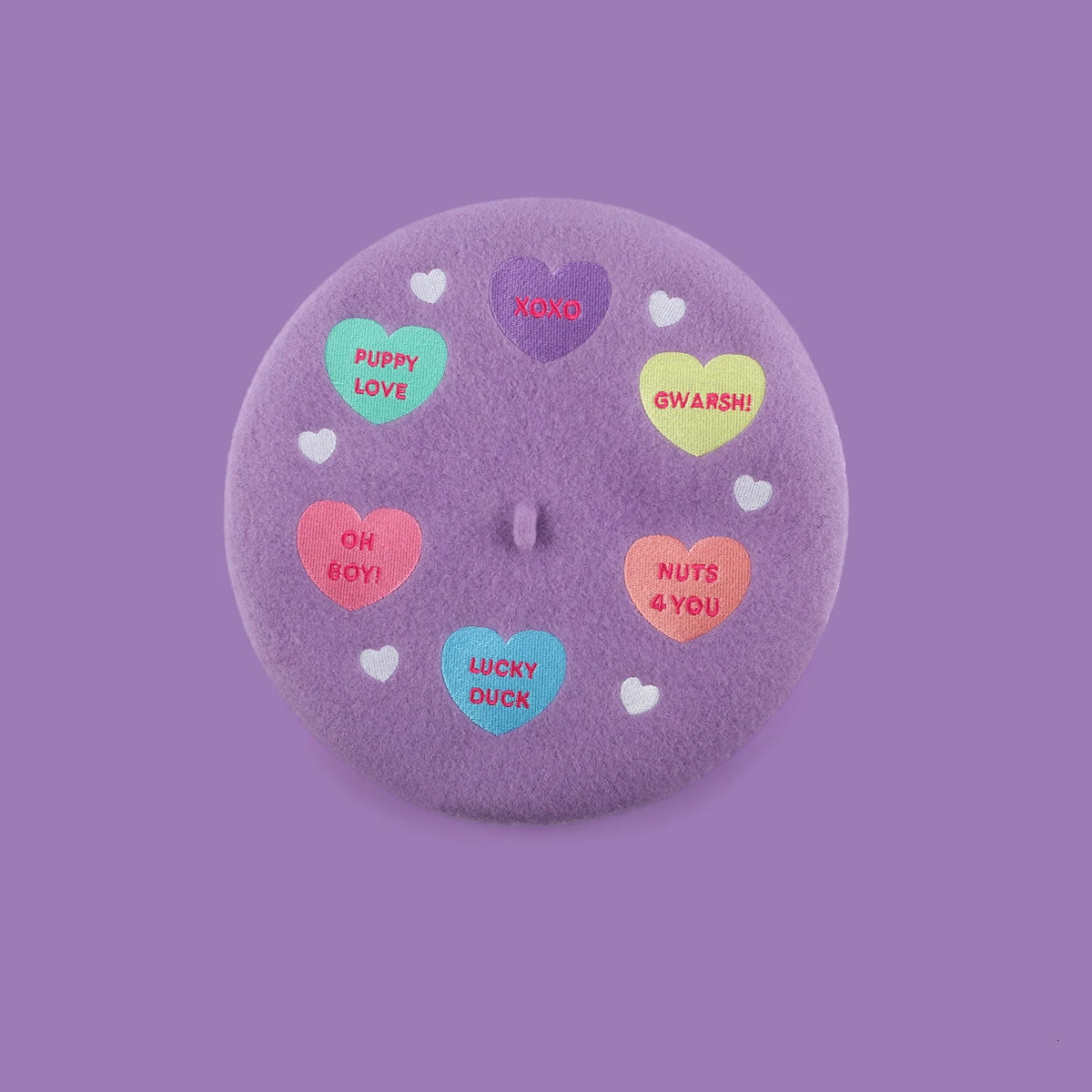 Berets Kawaii Girls Pink Beet for Women s Embroidery Purple Beanies Hat Wool Felt Mushroom Sweet Lolita Painter Cap Bonnet 231208