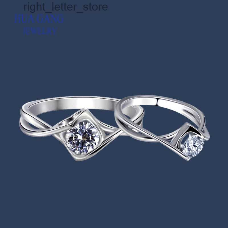 With Side Stones 925 Sterling Silver Ring Fine Jewelry Anniversary Wedding Rings for Girlfriend Main Stone Round 0.5ct D Color Moissanite YQ231209