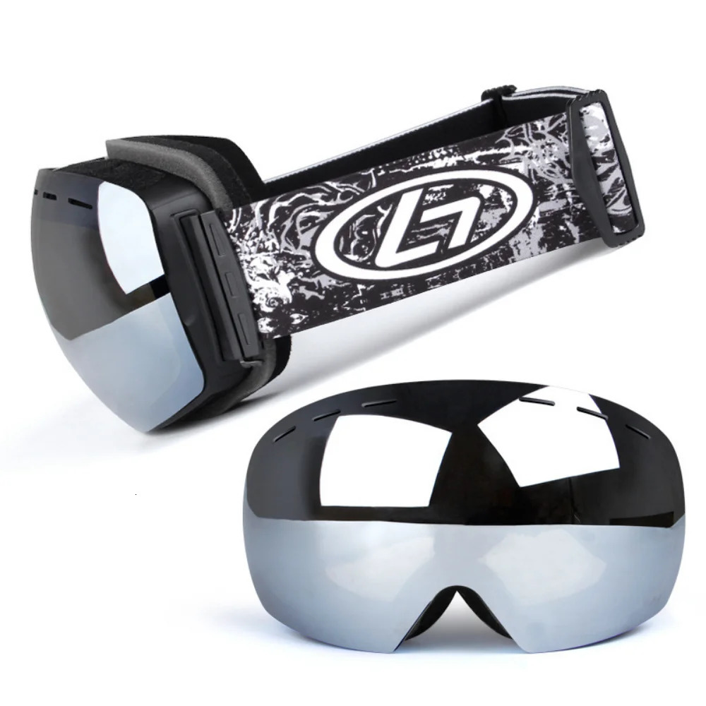 Ski Goggles Snap-on Double Layer Lens PC Skiing Anti-fog UV400 Snowboard Goggles Men Women Ski Eyewear case 231208