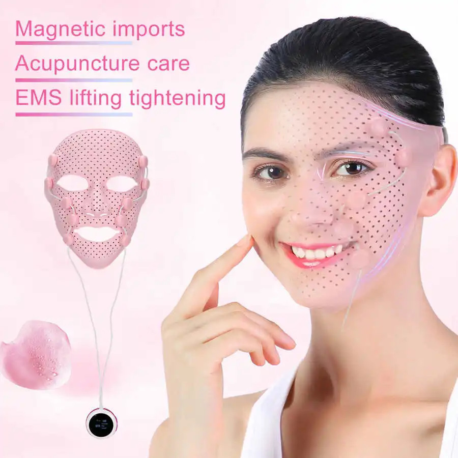 Face Massager 3D Silicone Mask Electric EMS V Shaped Magnet Massage Lifting Slimming SPA Beauty Skin Care Tool 231208