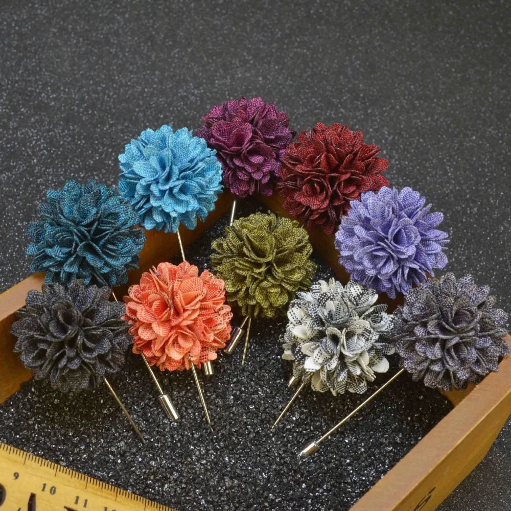 Pins Brooches 10 pcs/lot Men's Floral Lapel Pin Boutonniere Flower Lapel Pins for Party Business Wedding Small Gift 231208