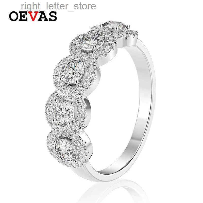 With Side Stones OEVAS 925 Sterling Silver Sparking High Carbon Diamond Created Moissanite Wedding Rings For Women Bride Band Party Jewelry YQ231209