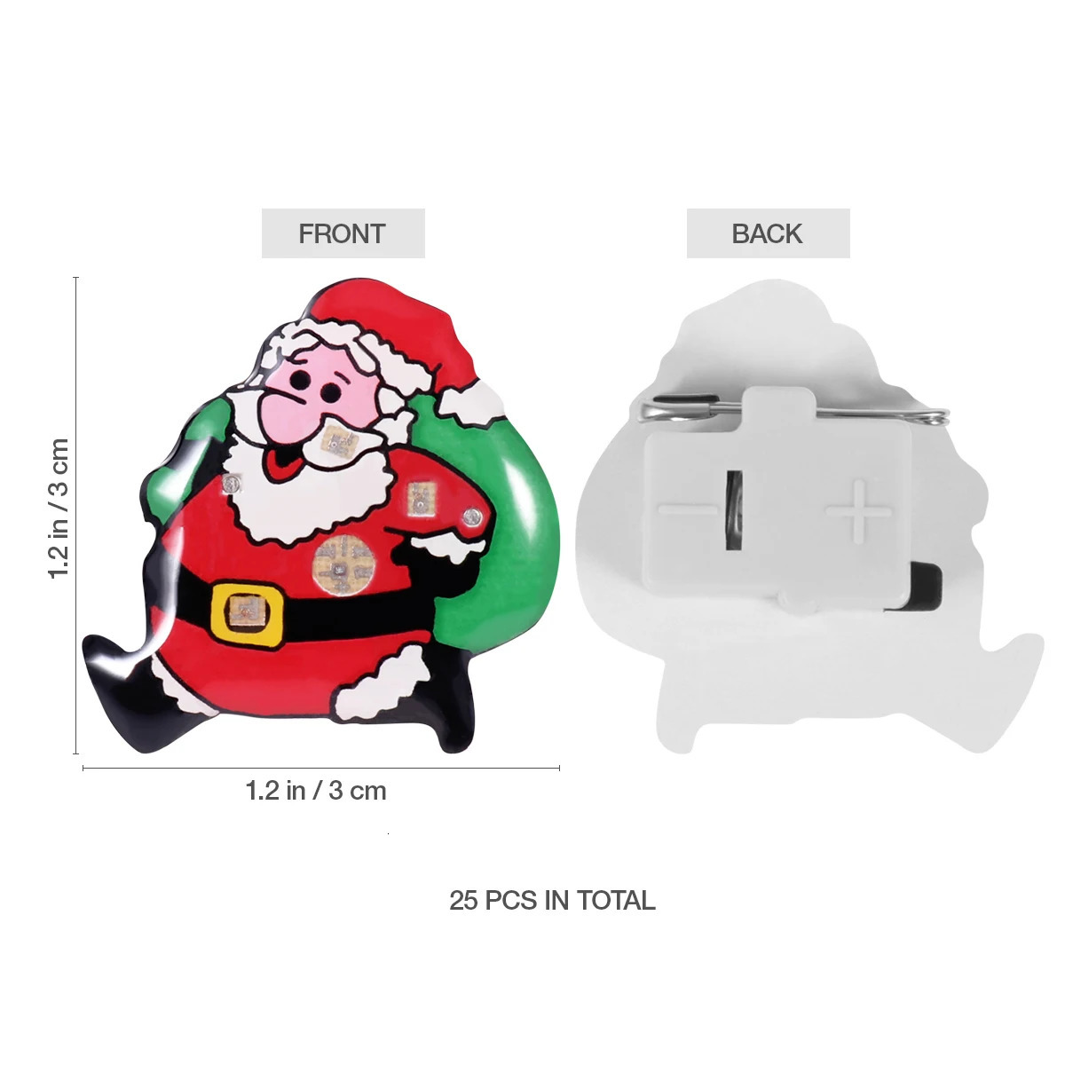 Pins Brooches 50Pcs Christmas Brooch Luminous Xmas Santa Claus Badge Boutonniere LED Jewelry Corsage Pin for Children Gift 231208