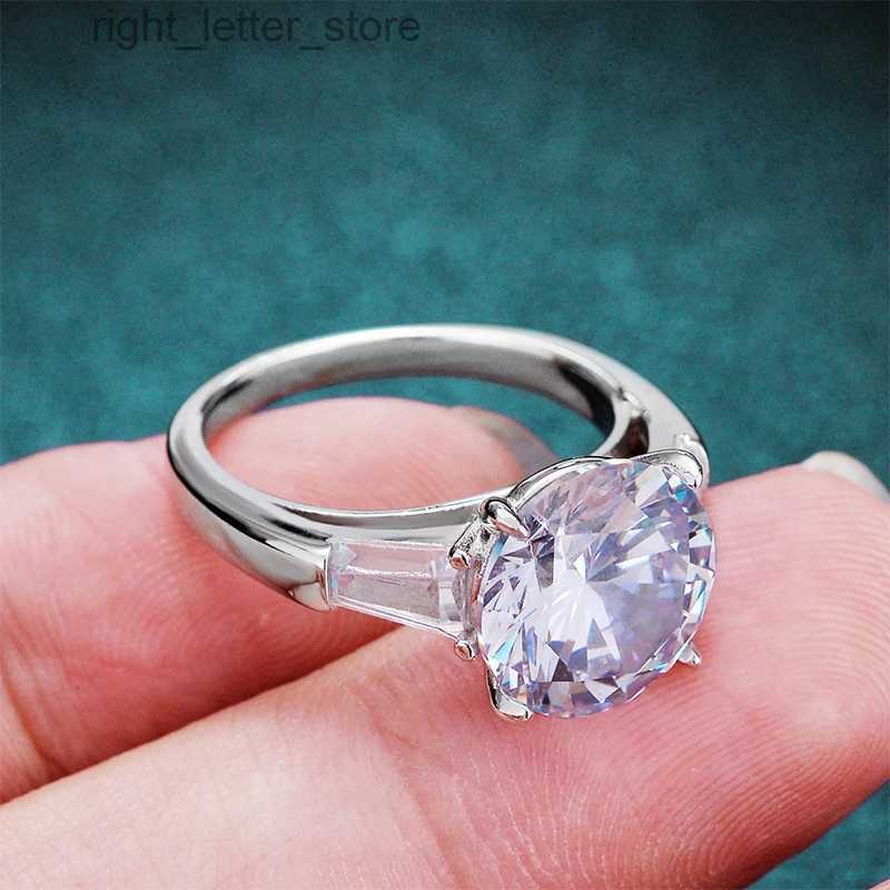 With Side Stones DJMAX White Gold Plated 5ct Moissanite Diamond Ring for Women Classic Four-claw S925 Silver Ring Double Halo Wedding Ring YQ231209