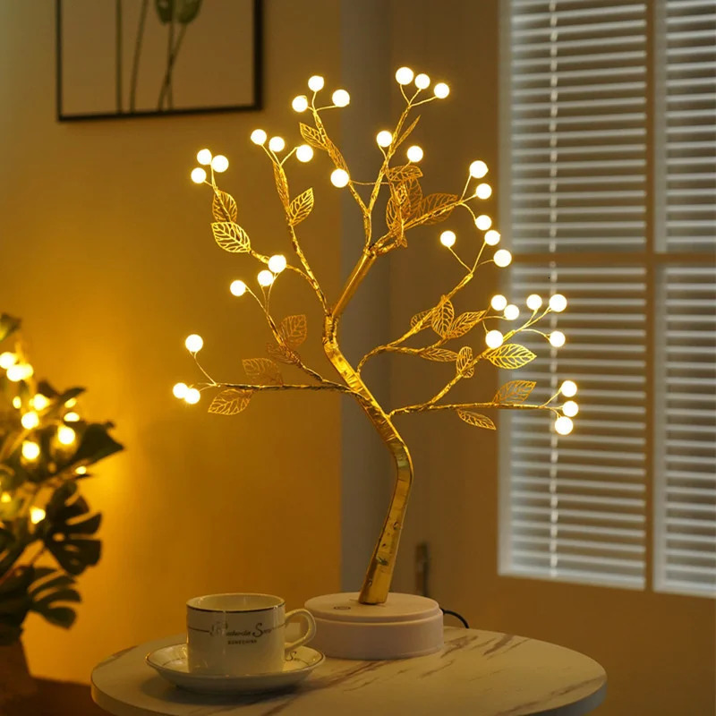 Novelty Items Specia Night Light Tabletop Tree Lamp Decorative LED Lights USB Or AA Battery Powered For Bedroom Home Party Decoration As Gift 231208