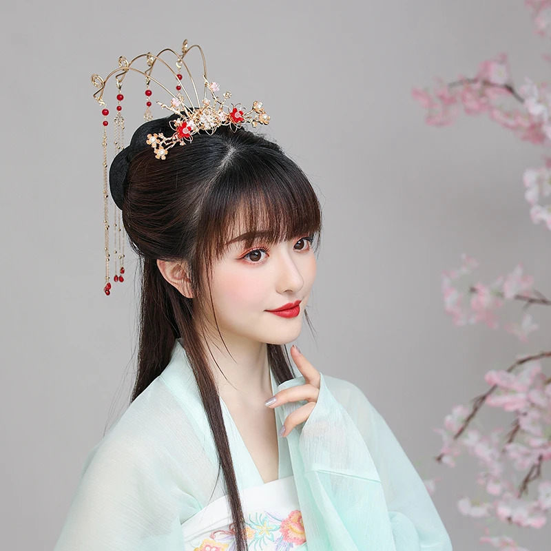 Headwear Hair Accessories Hanfu hair crown female antique phoenix crown temperament bride headdress full set of costume hair accessories 231208