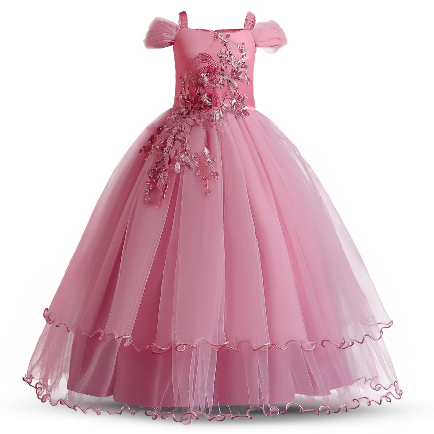 Girls Dresses Kid Wedding for Elegant Flower Princess Long Gown Baby Girl Christmas Dress vestidos infantil Size 6 12 14 Years 231208