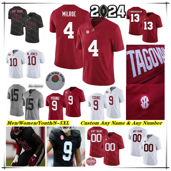NCAA College Alabama Crimson Tide Football Jersey Chris Braswell Jalen Milroe Jase McClellan Roydell Williams Jermaine Burton Isaiah Bond Justin Eboigbe Campbell