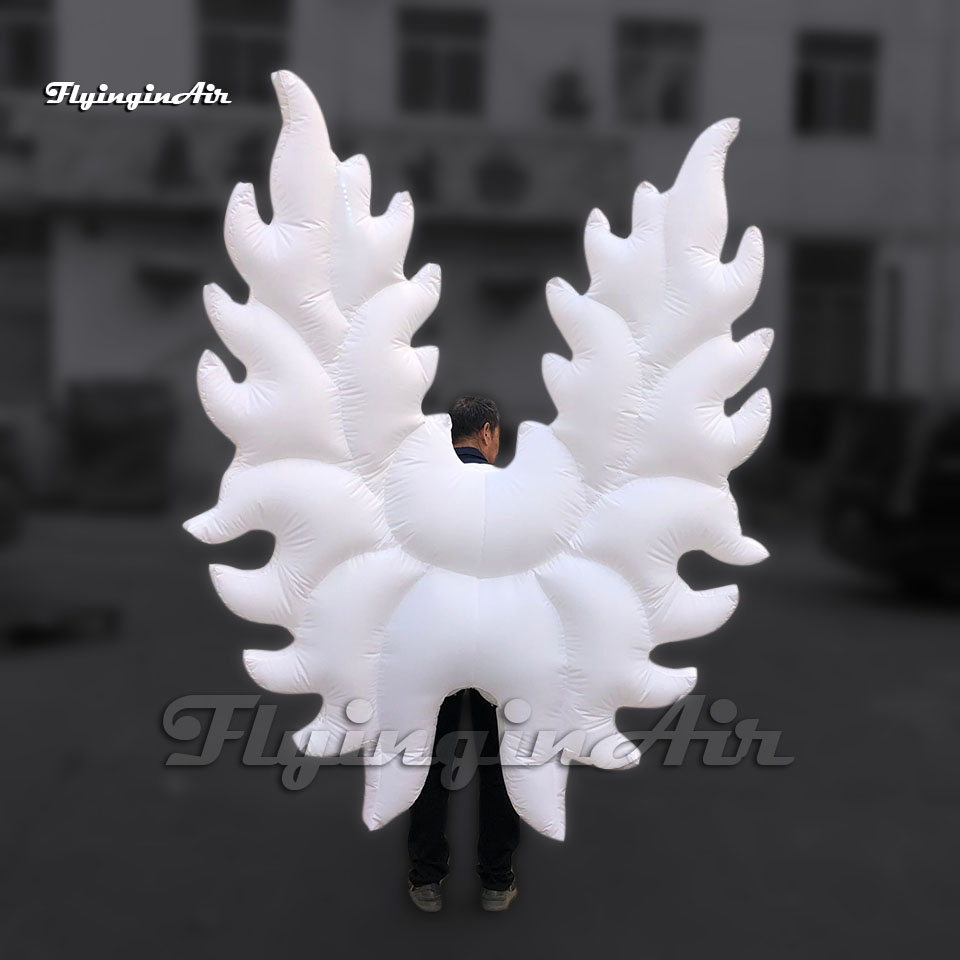 Attractive Large Adult Wearable White Inflatable Angel Wings Dancing Clothing Blow Up Parade Costume For Carnival Stage Show